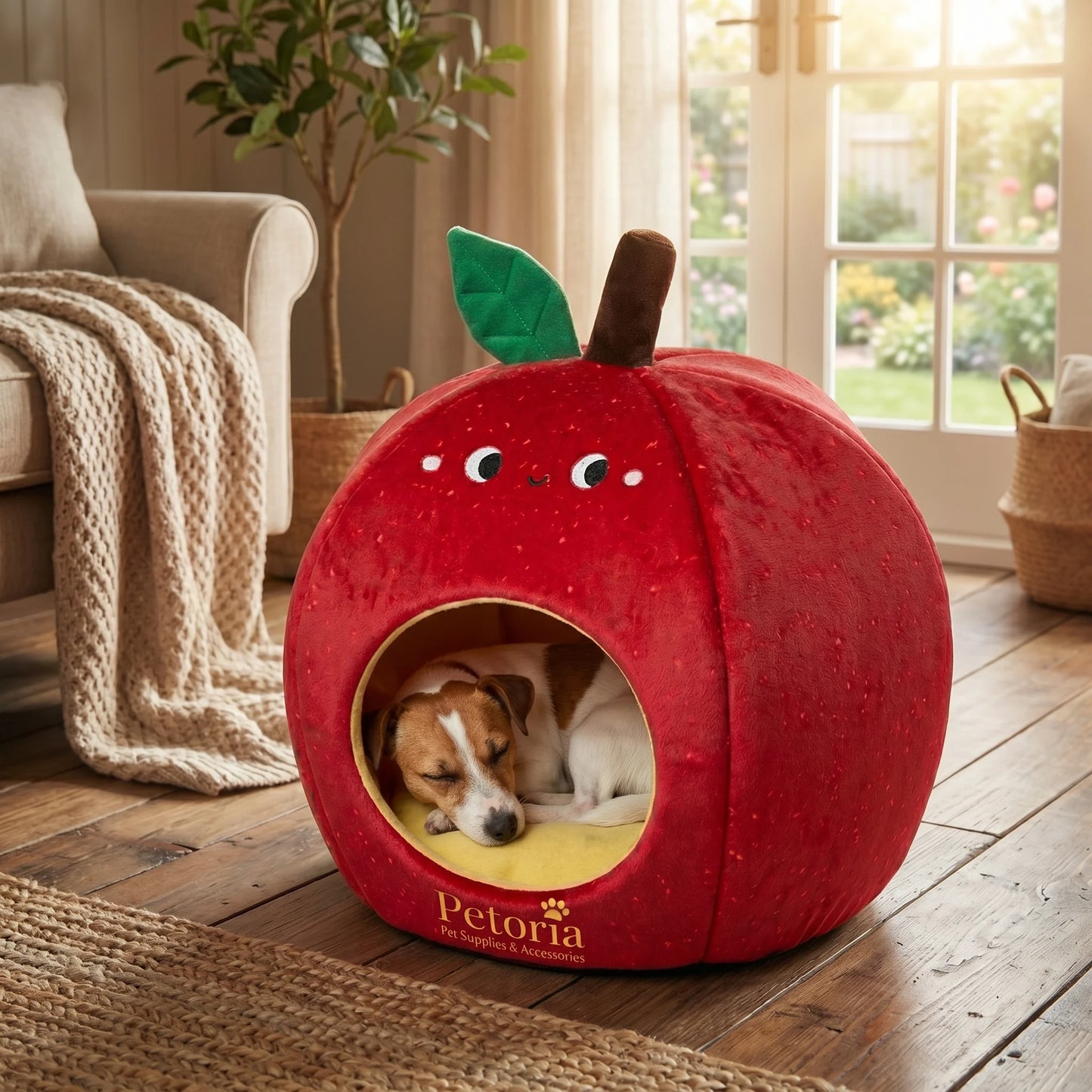 PETORIA Apple-Shaped Cat And Dog Cave Bed