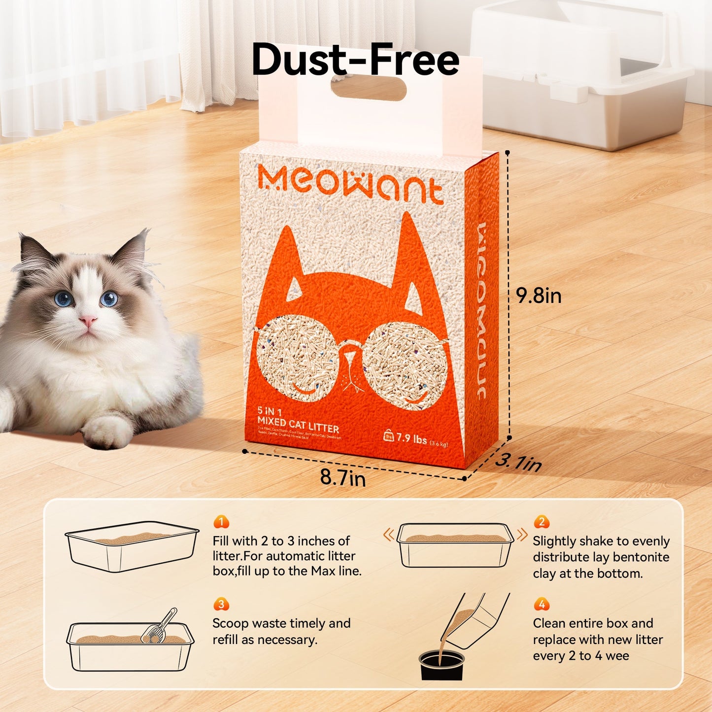 5-in-1 Mixed Cat Litter 7.9 lbs × 2