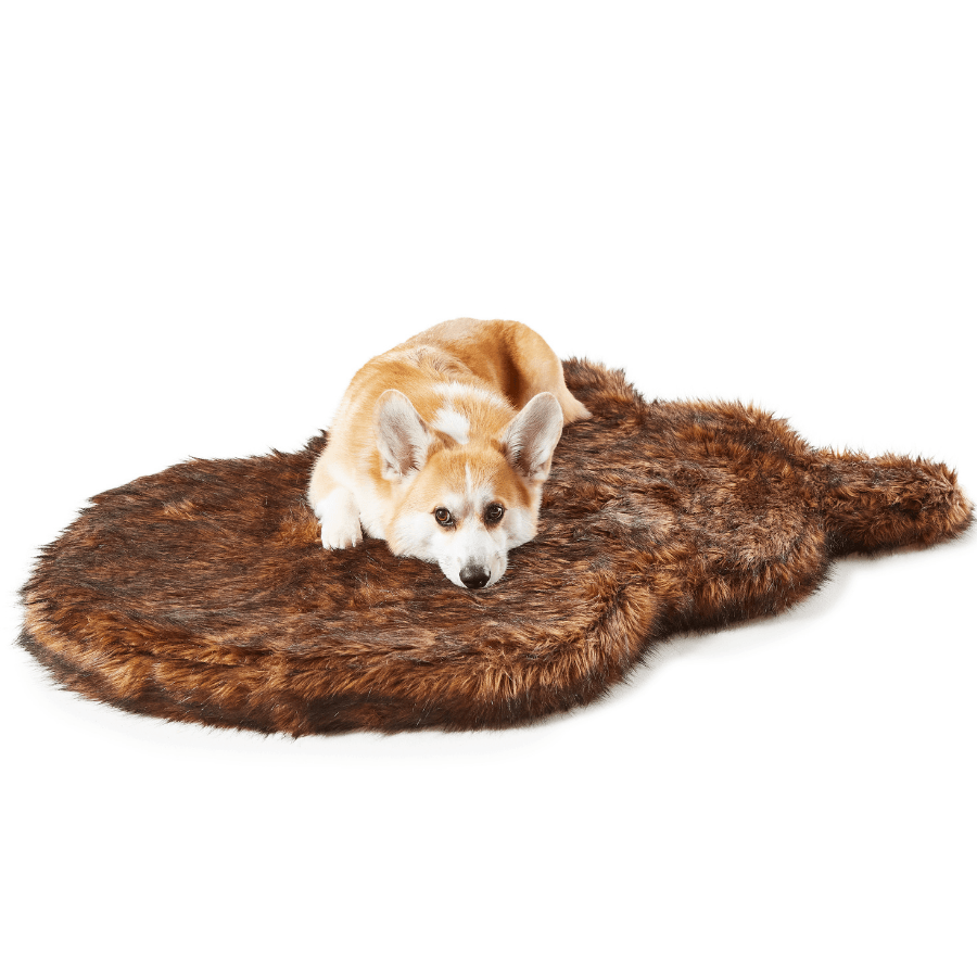 Faux Fur Orthopedic Dog Bed - Curve Brown