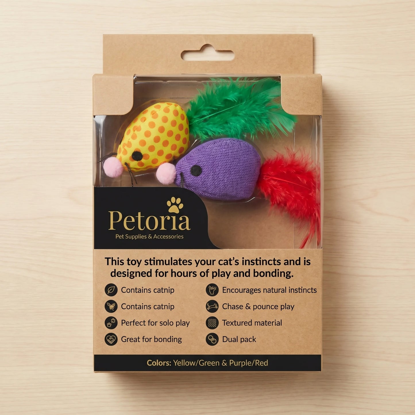PETORIA Catnip Mice Duo Cat Toy