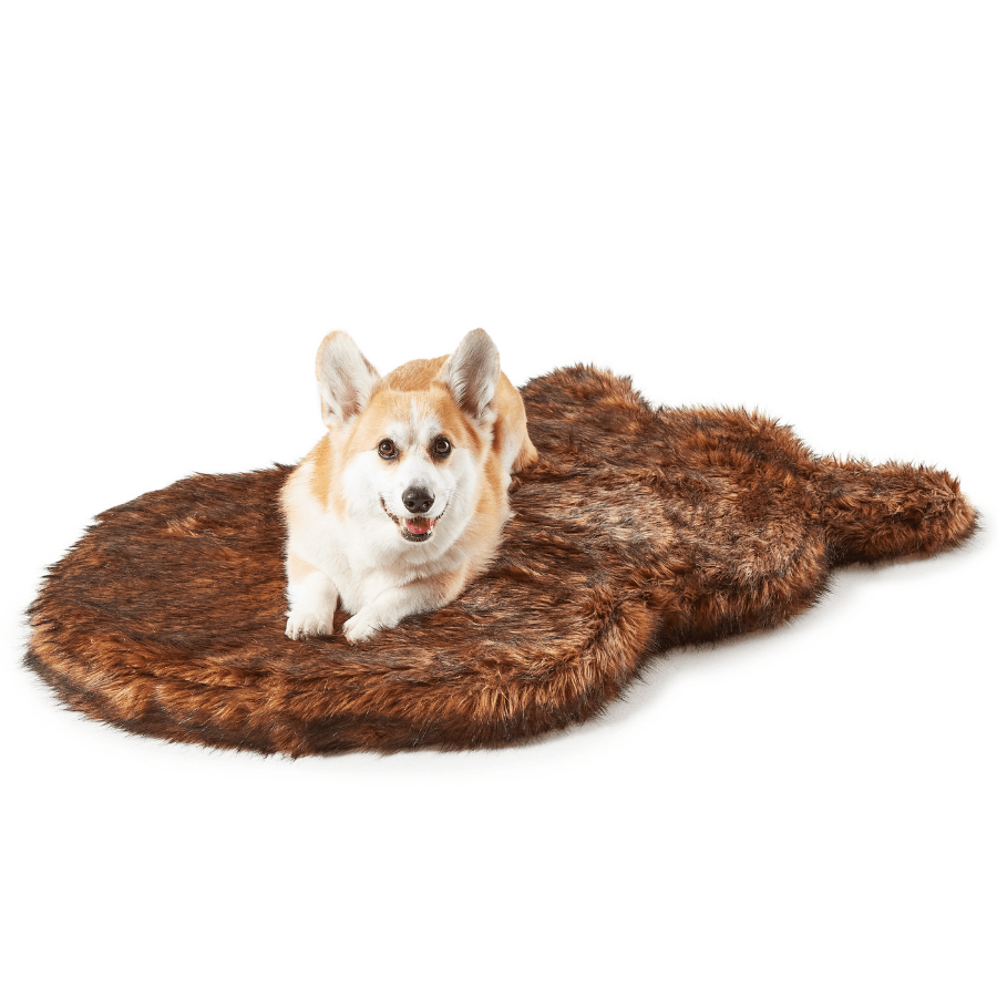 Faux Fur Orthopedic Dog Bed - Curve Brown