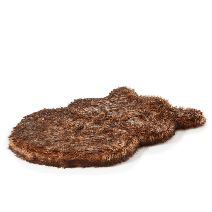 Faux Fur Orthopedic Dog Bed - Curve Brown