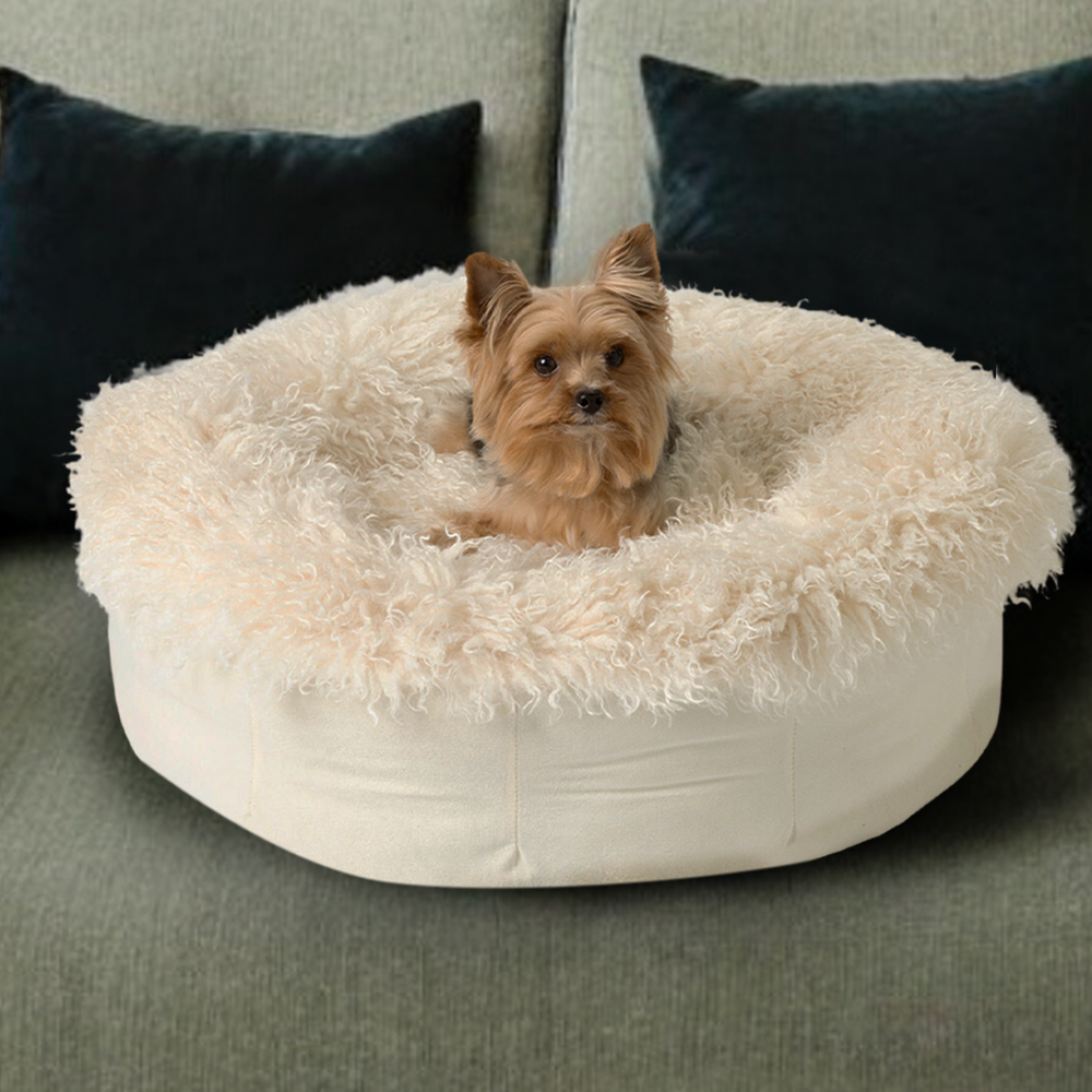 Luxe Faux Fur Donut Dog Bed - Plush Sheep Ivory