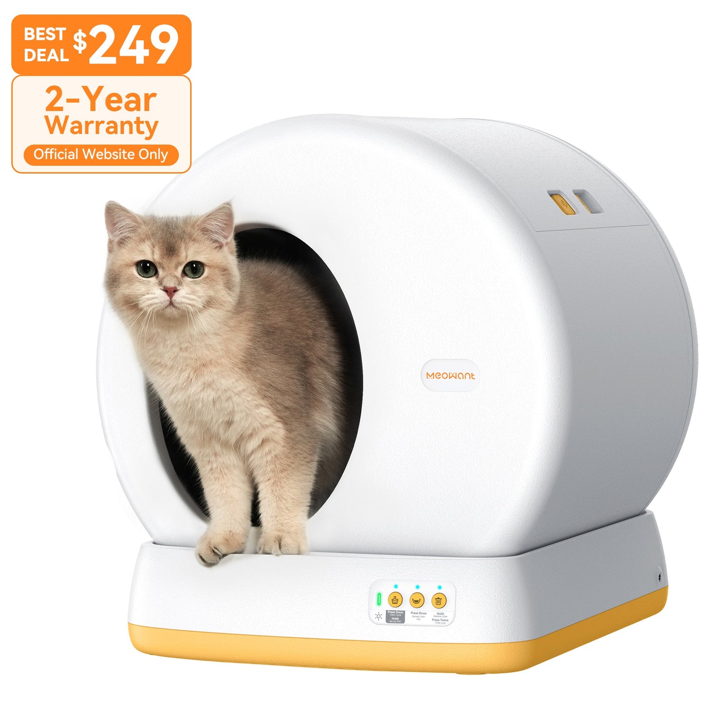 Self-Cleaning Cat Litter Box - MW-SC01 (Gray&Yellow)