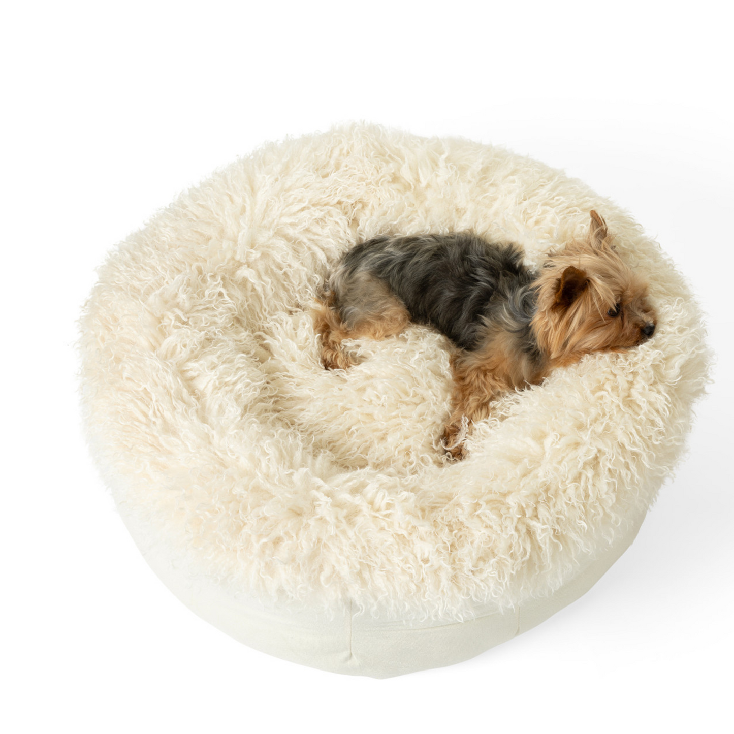 Luxe Faux Fur Donut Dog Bed - Plush Sheep Ivory