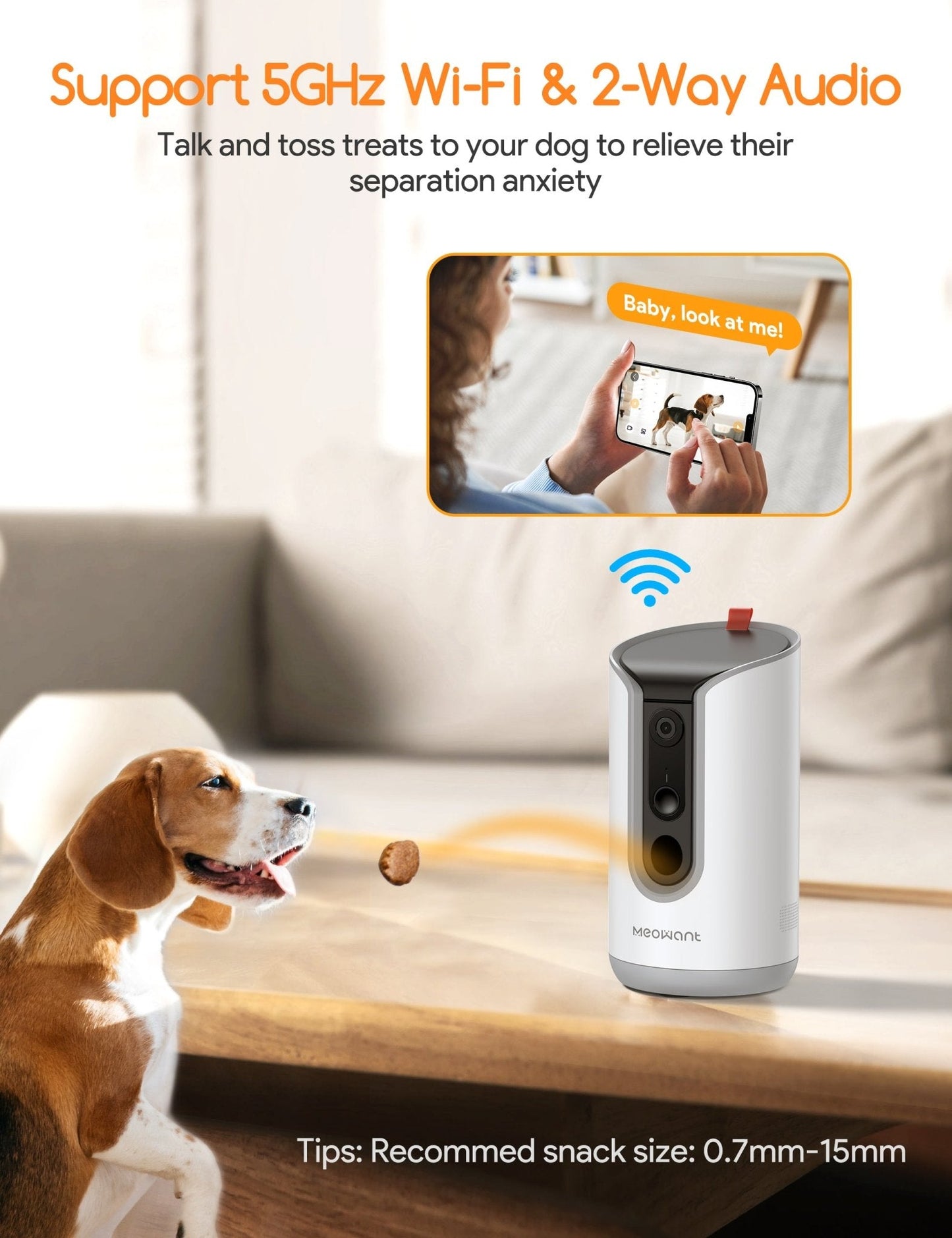 Dog Treat Dispenser with 2K Camera