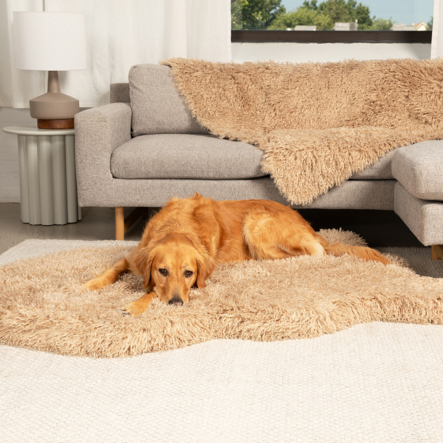 Luxe Faux Fur Orthopedic Dog Bed -  Plush Sheep Tan