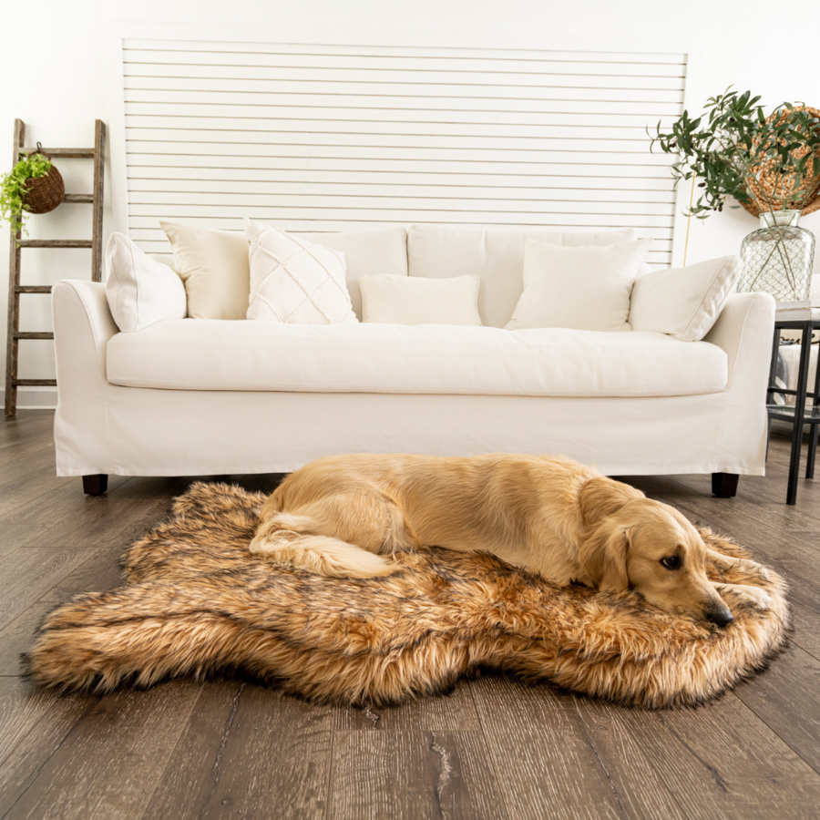 Faux Fur Orthopedic Dog Bed - Curve Sable Tan